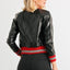 PU Leather Baseball Collar Long Sleeve Jacket