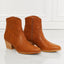 Faux Leather Western Ankle Boots in Ochre