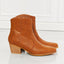 Faux Leather Western Ankle Boots in Ochre