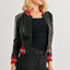 PU Leather Baseball Collar Long Sleeve Jacket