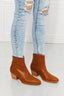 Faux Leather Western Ankle Boots in Ochre